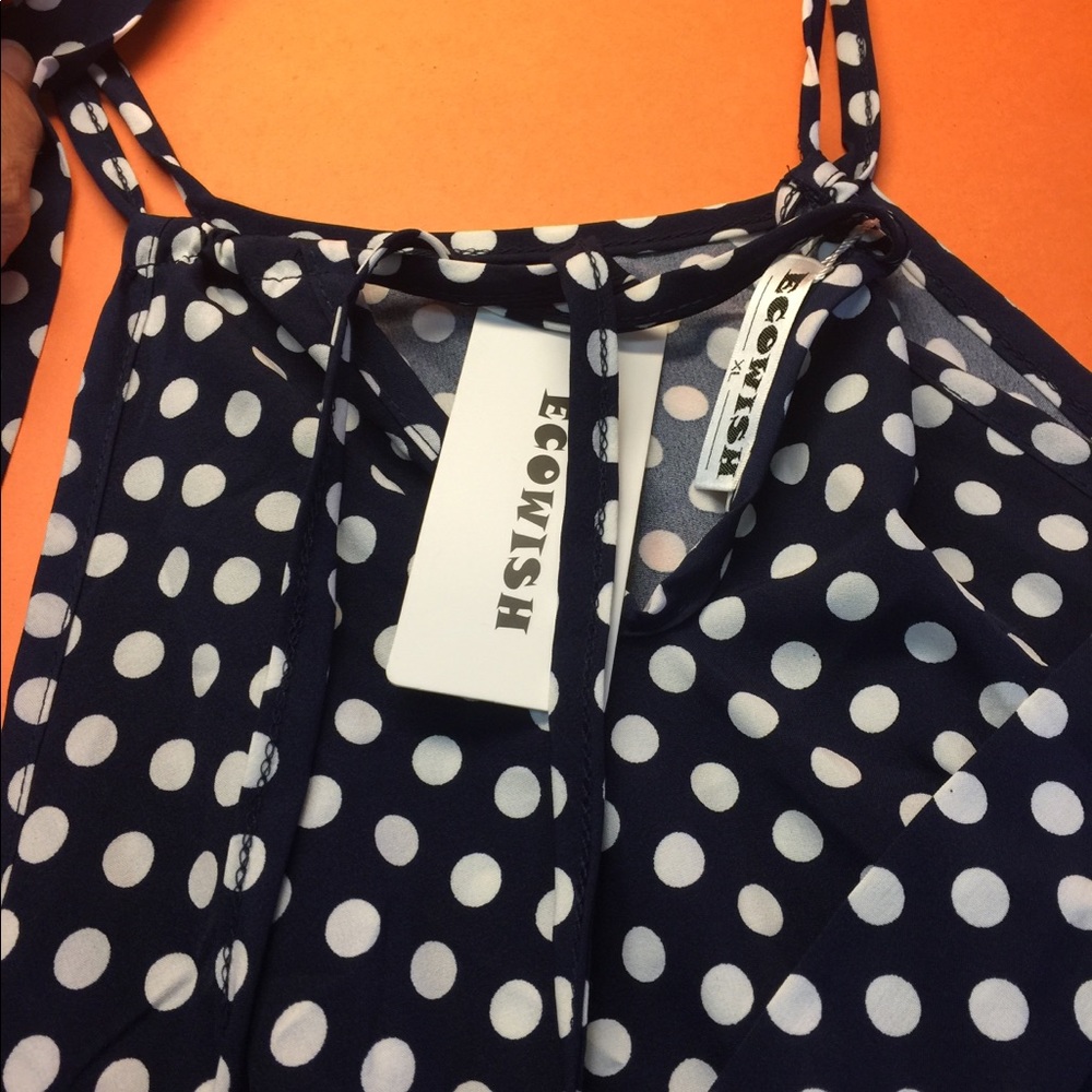 Women’s boho polka-dot tie waist sleeveless dress